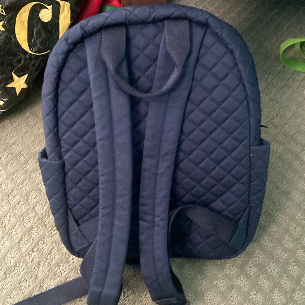 🆕Vera Bradley Cotton Quilted Small Backpack Bag Holiday “Santa Turtle” Navy - Picture 5 of 6